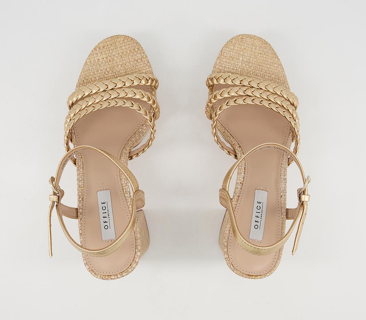 Office Hoya Plaited Strap Platforms Office Hoya Plaited Strap Platforms Gold Leather