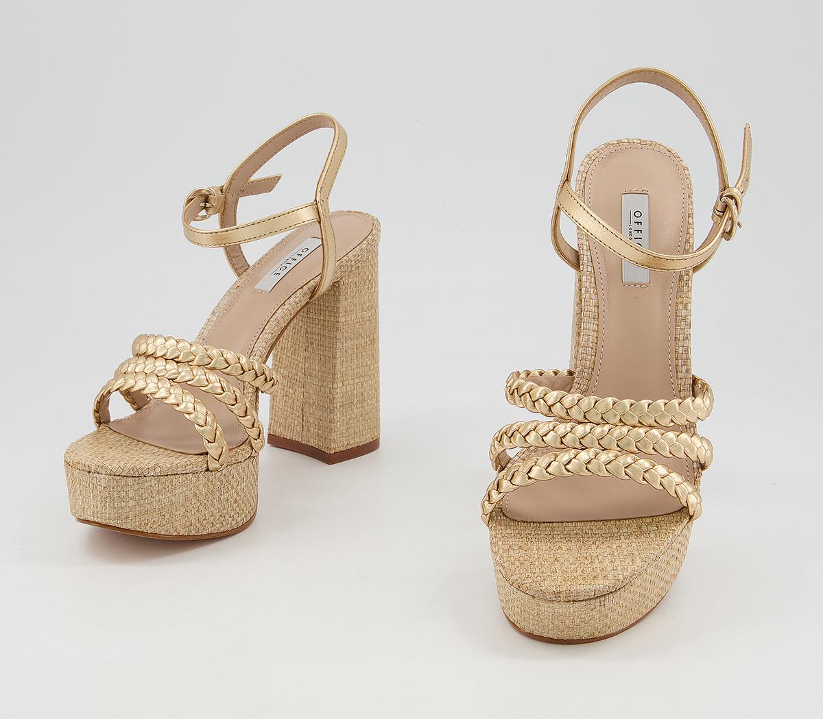 Office Hoya Plaited Strap Platforms Office Hoya Plaited Strap Platforms Gold Leather