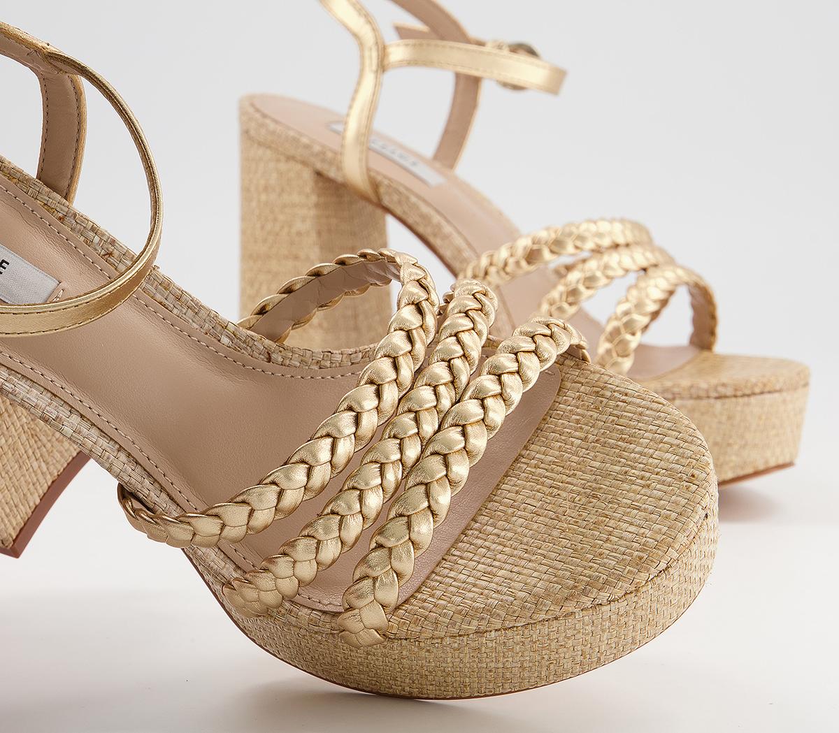 Office Hoya Plaited Strap Platforms Office Hoya Plaited Strap Platforms Gold Leather