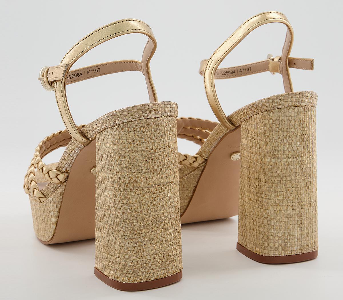 Office Hoya Plaited Strap Platforms Office Hoya Plaited Strap Platforms Gold Leather