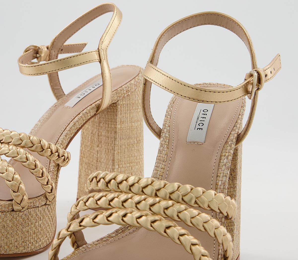 Office Hoya Plaited Strap Platforms Office Hoya Plaited Strap Platforms Gold Leather