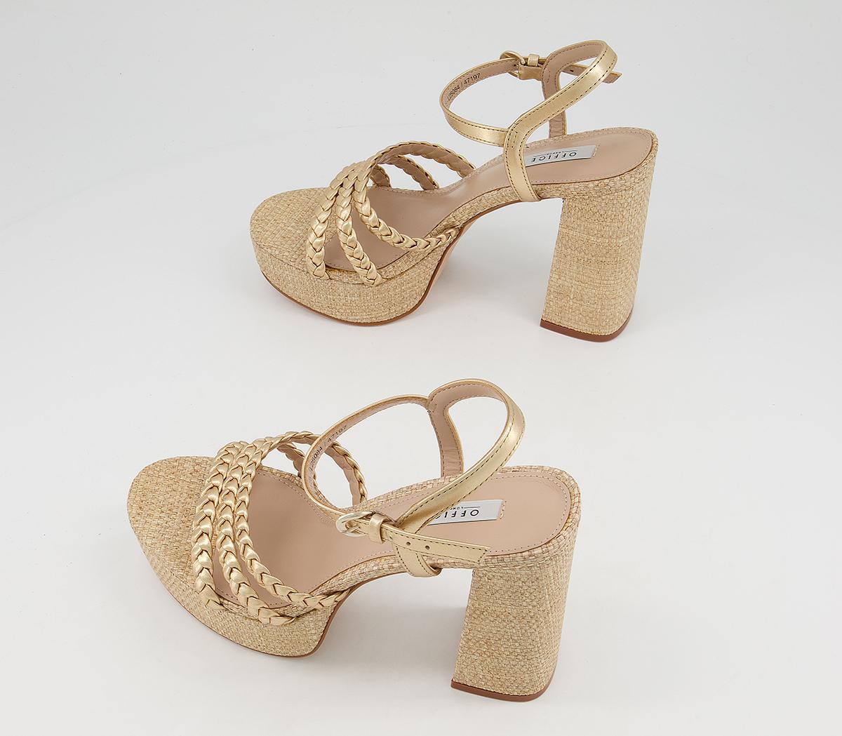 Office Hoya Plaited Strap Platforms Office Hoya Plaited Strap Platforms Gold Leather