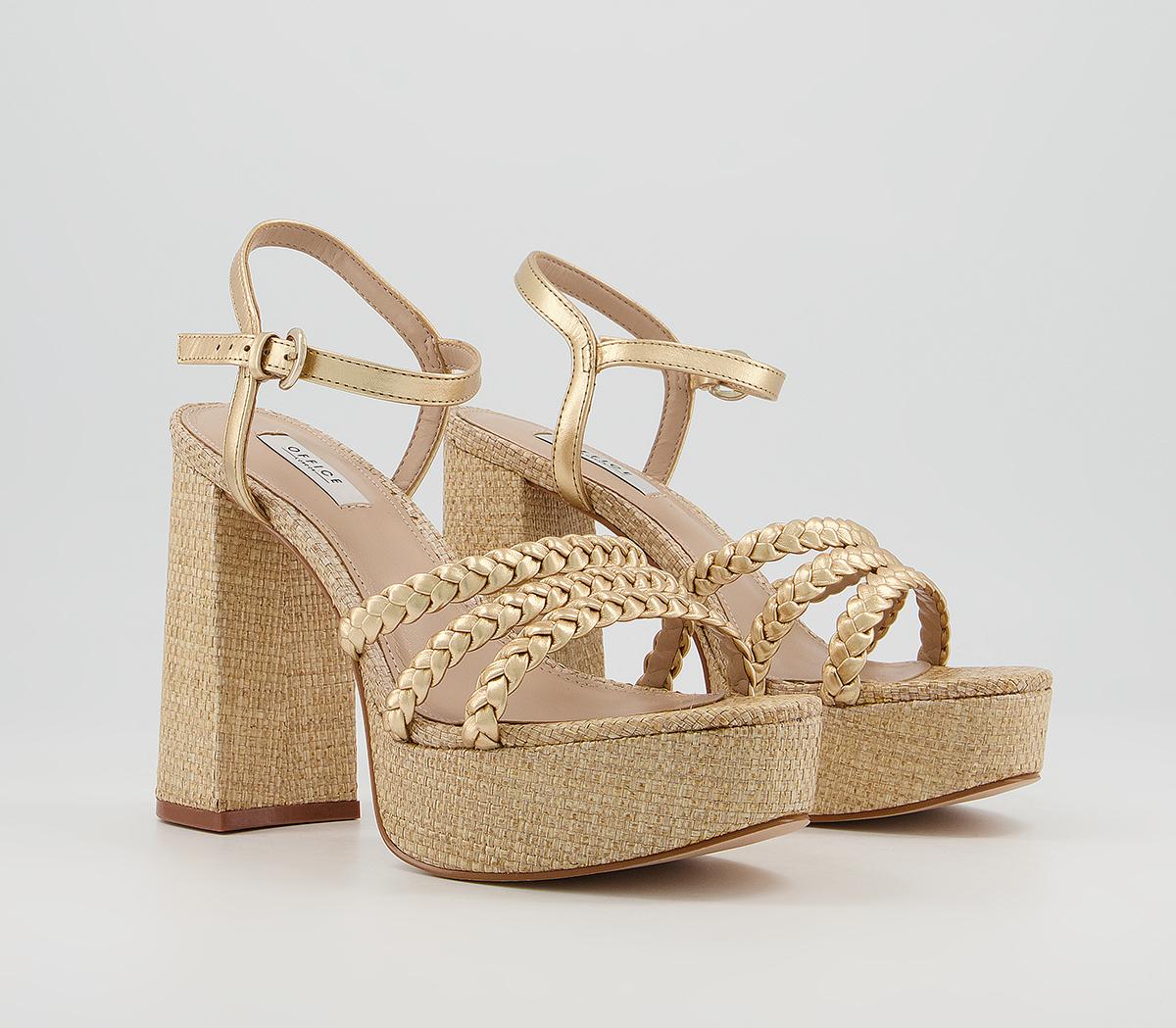 Office Hoya Plaited Strap Platforms Office Hoya Plaited Strap Platforms Gold Leather