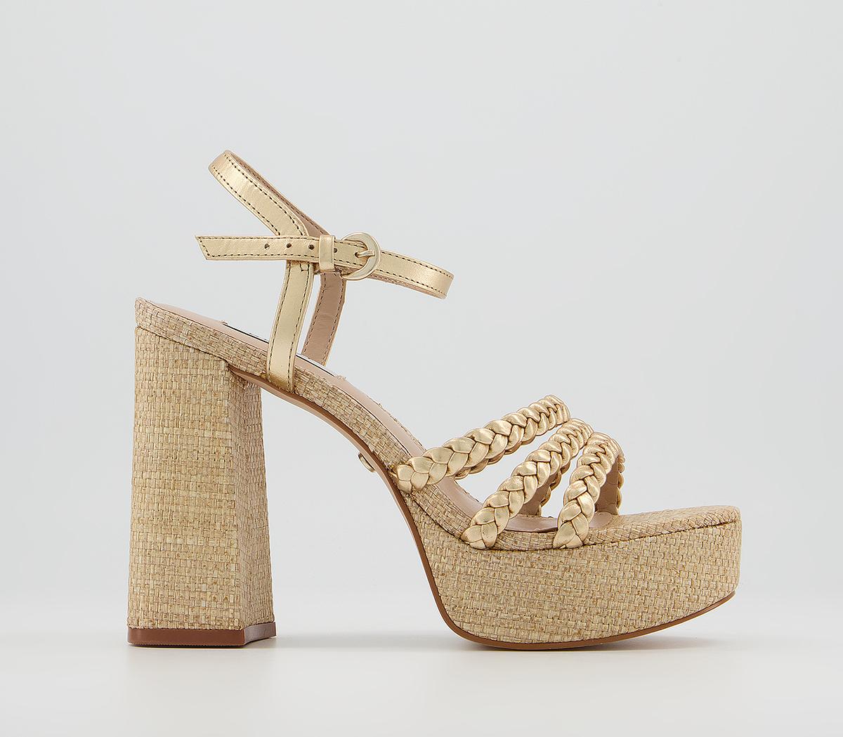 Office Hoya Plaited Strap Platforms Office Hoya Plaited Strap Platforms Gold Leather
