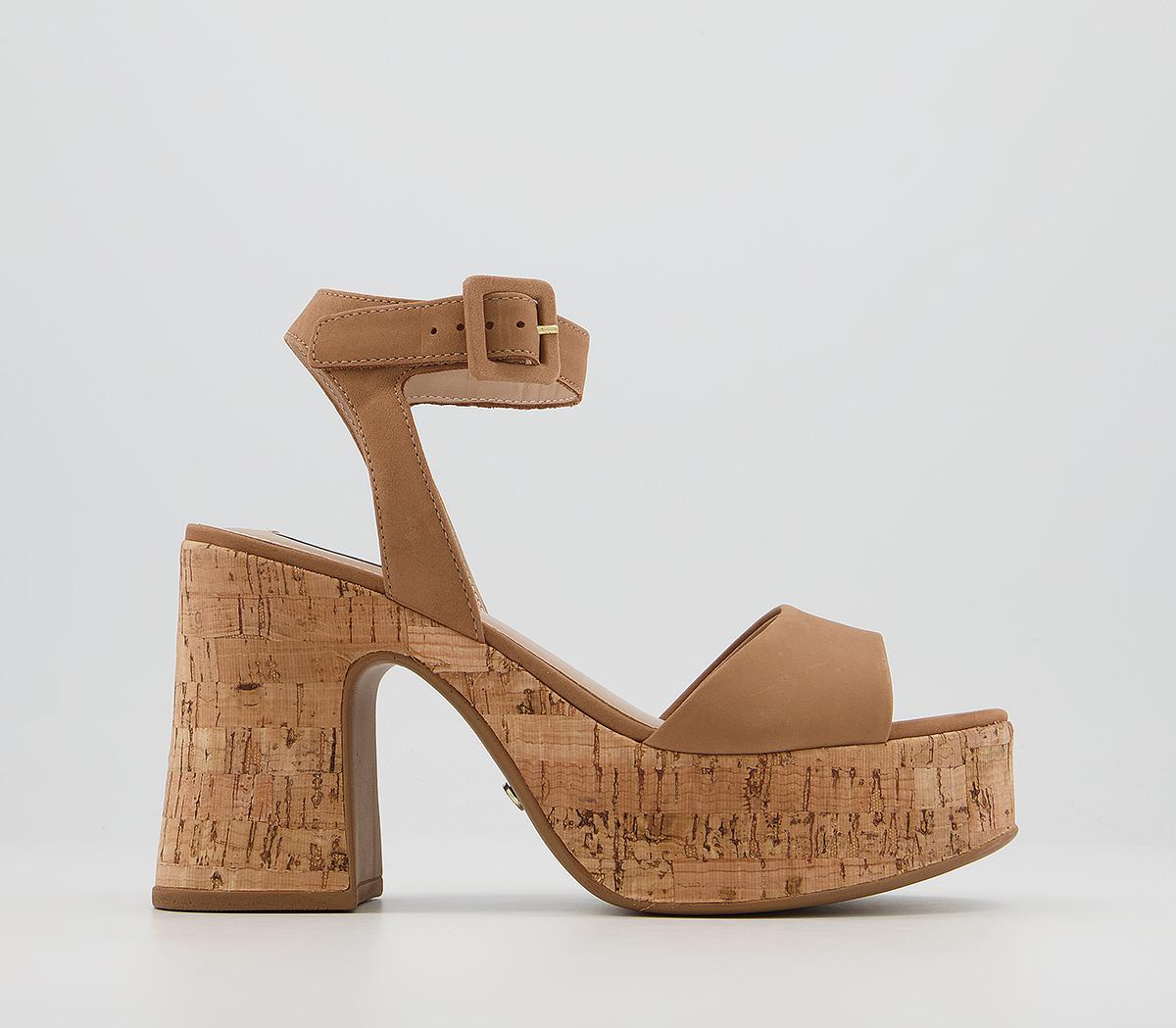 OFFICE Hilla Cork Platform Heels Beige Nubuck - High Heels