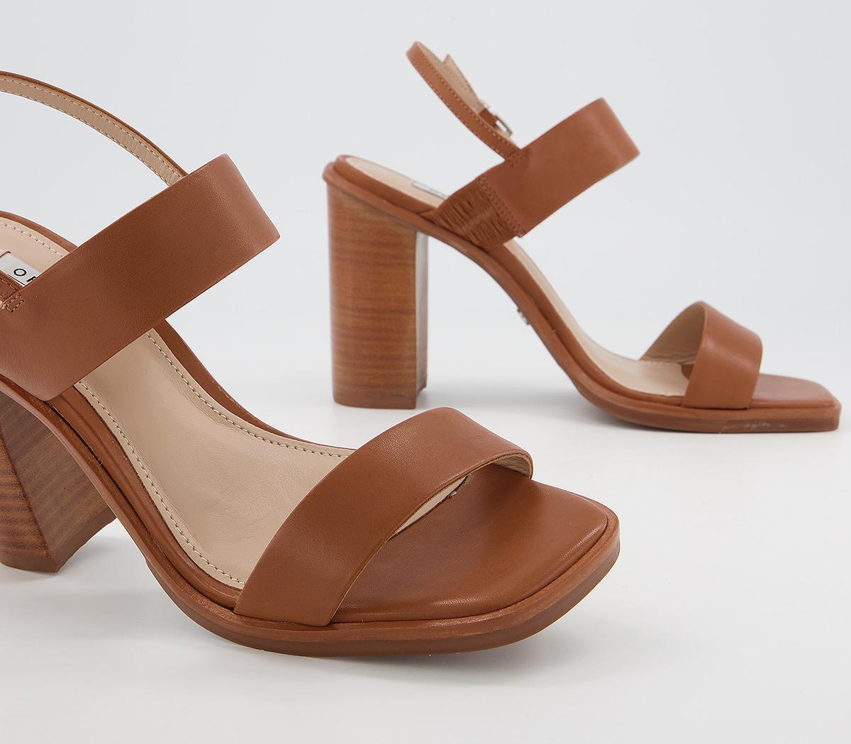 Office Herat Two Part Slingback Block Heeled Sandals Office Herat Two Part Slingback Block Heeled Sandals Tan Leather