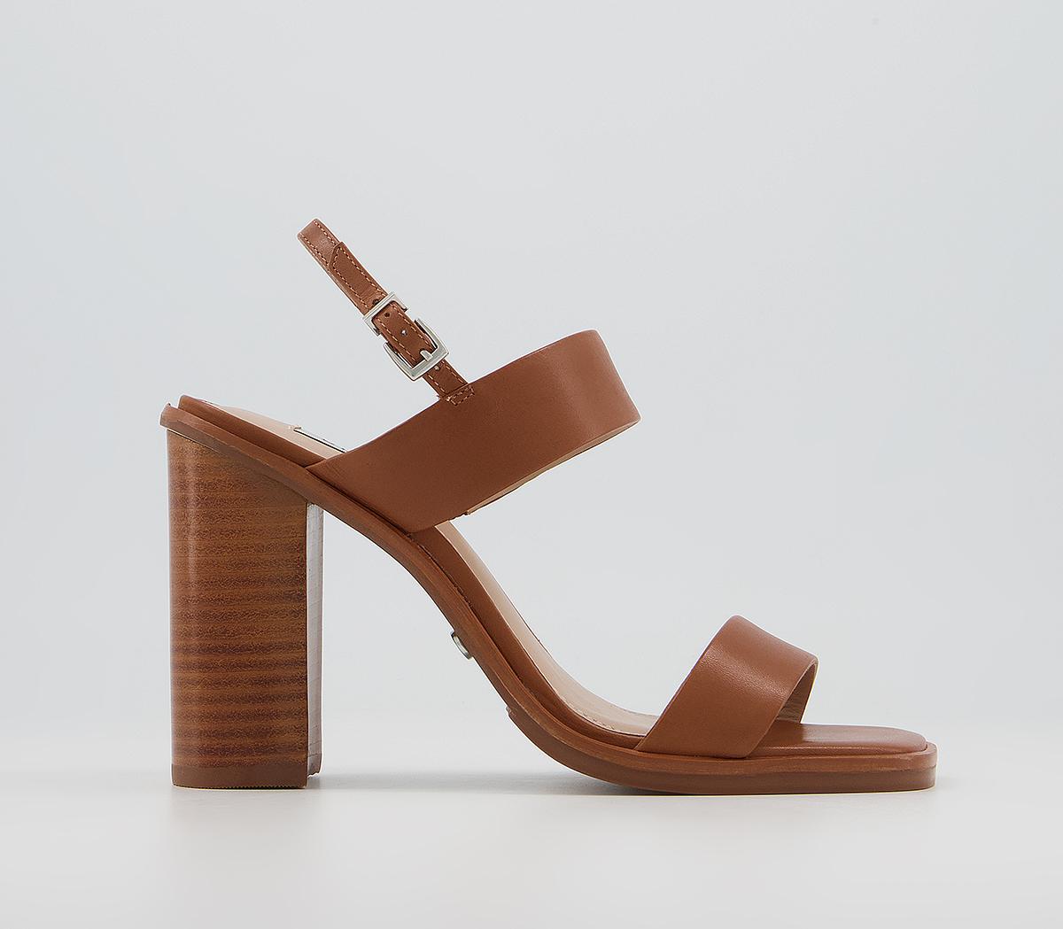 Office Herat Two Part Slingback Block Heeled Sandals Office Herat Two Part Slingback Block Heeled Sandals Tan Leather