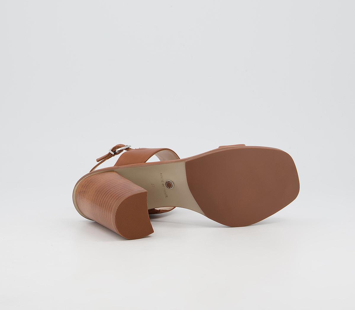 Office Herat Two Part Slingback Block Heeled Sandals Office Herat Two Part Slingback Block Heeled Sandals Tan Leather