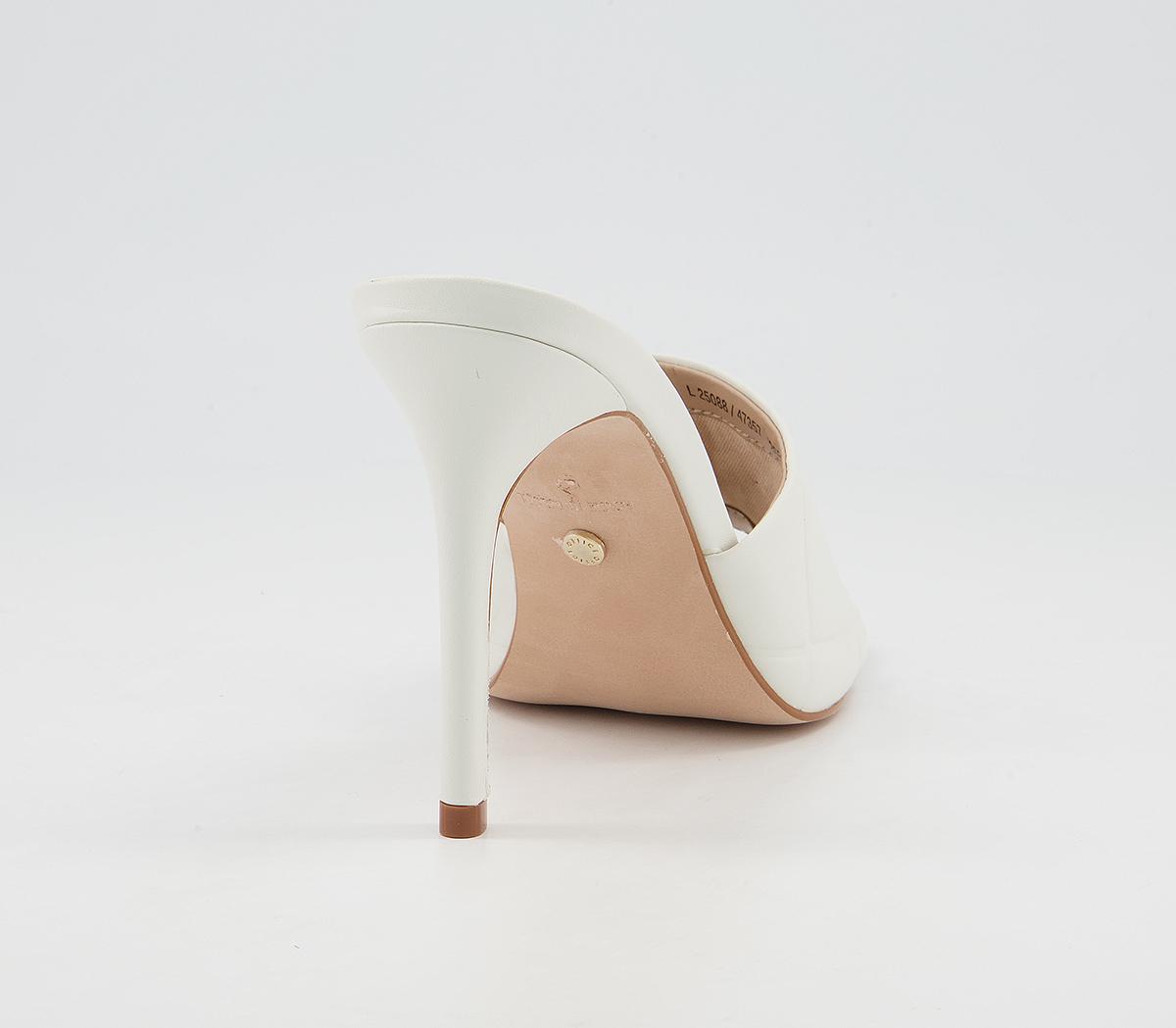 Office Hatter Quilt Detail Mule Stilettos Office Hatter Quilt Detail Mule Stilettos White Leather