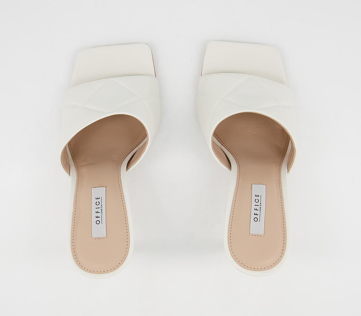 Office Hatter Quilt Detail Mule Stilettos Office Hatter Quilt Detail Mule Stilettos White Leather