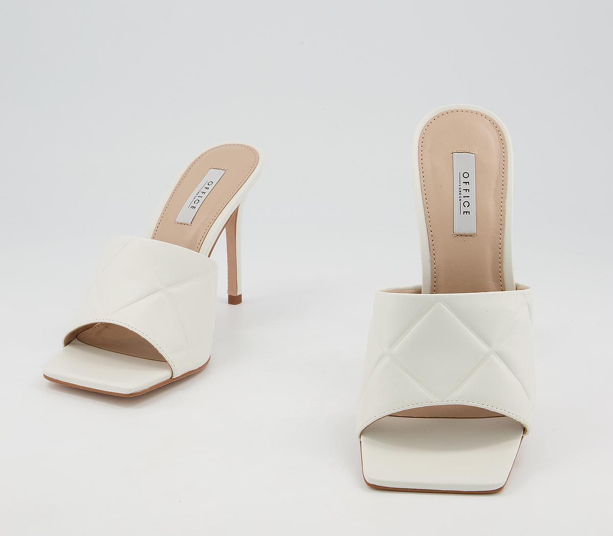Office Hatter Quilt Detail Mule Stilettos Office Hatter Quilt Detail Mule Stilettos White Leather