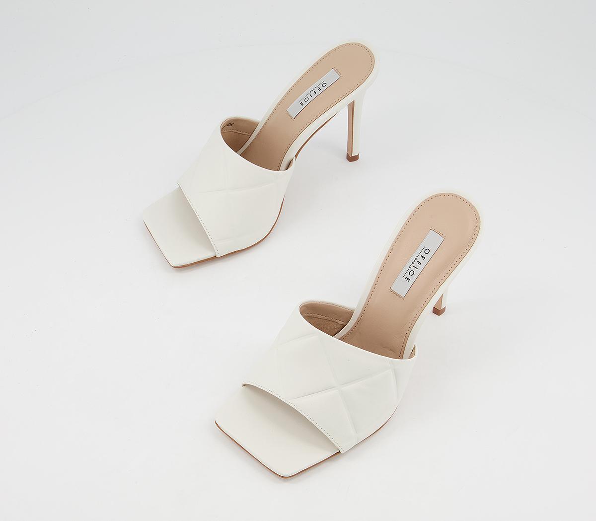 Office Hatter Quilt Detail Mule Stilettos Office Hatter Quilt Detail Mule Stilettos White Leather