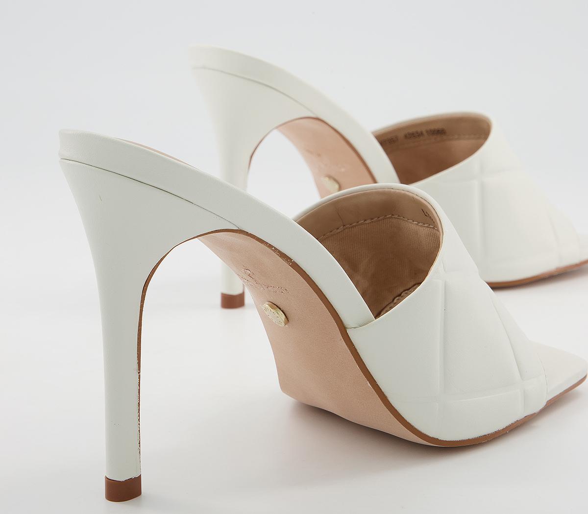 Office Hatter Quilt Detail Mule Stilettos Office Hatter Quilt Detail Mule Stilettos White Leather