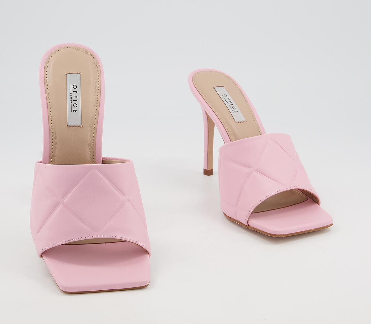 Office Hatter Quilt Detail Mule Stilettos Office Hatter Quilt Detail Mule Stilettos Pink Leather