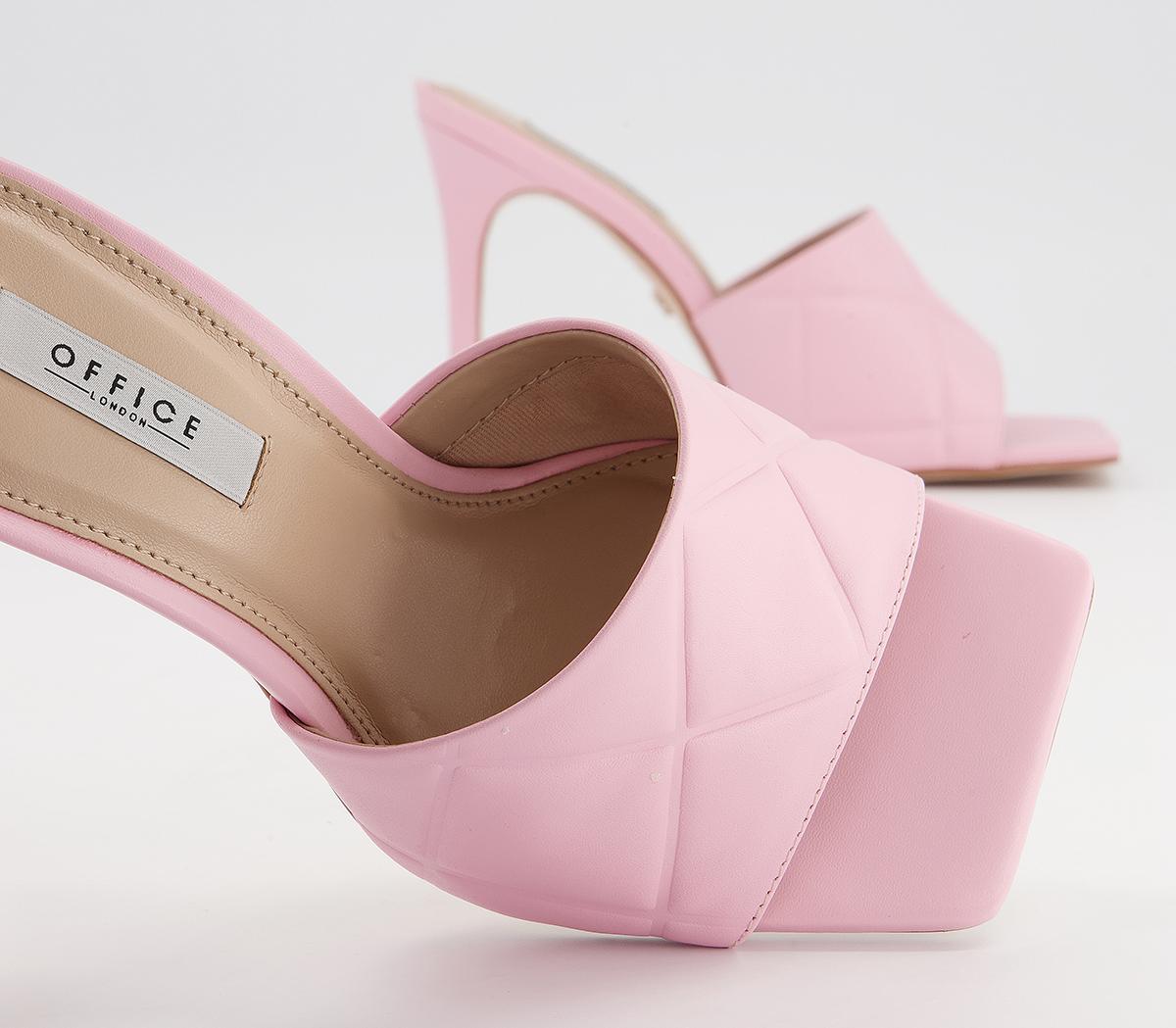 Office Hatter Quilt Detail Mule Stilettos Office Hatter Quilt Detail Mule Stilettos Pink Leather
