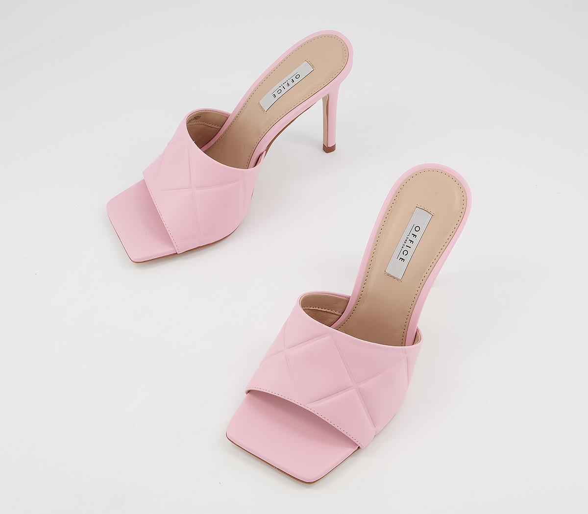 Office Hatter Quilt Detail Mule Stilettos Office Hatter Quilt Detail Mule Stilettos Pink Leather