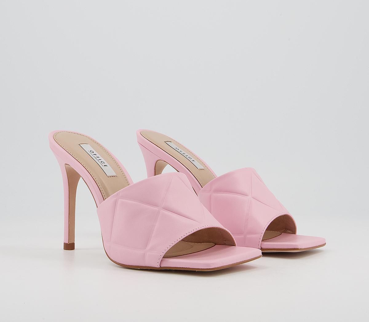 Office Hatter Quilt Detail Mule Stilettos Office Hatter Quilt Detail Mule Stilettos Pink Leather