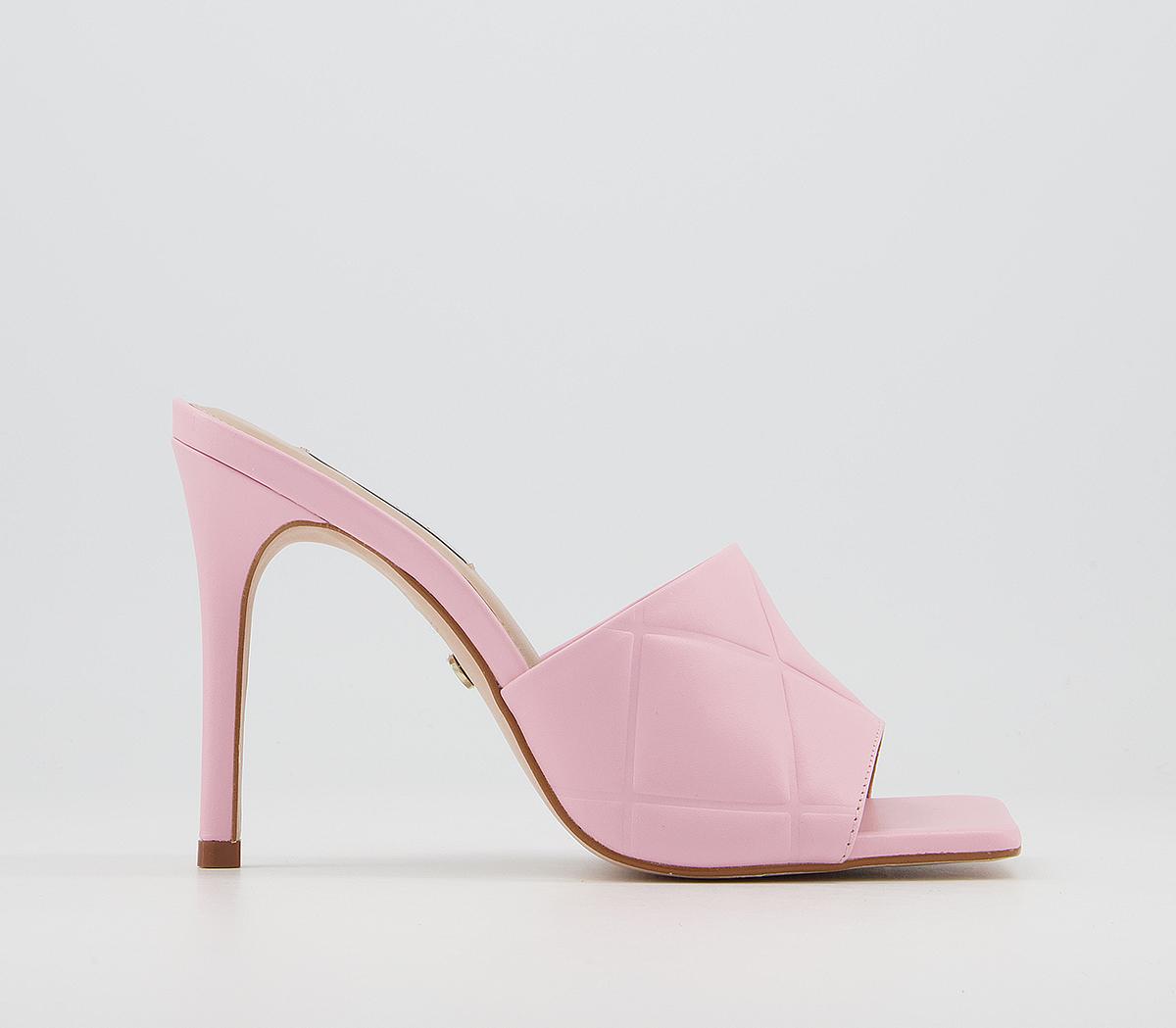 OFFICE Hatter Quilt Detail Mule Stilettos Pink Leather - High Heels
