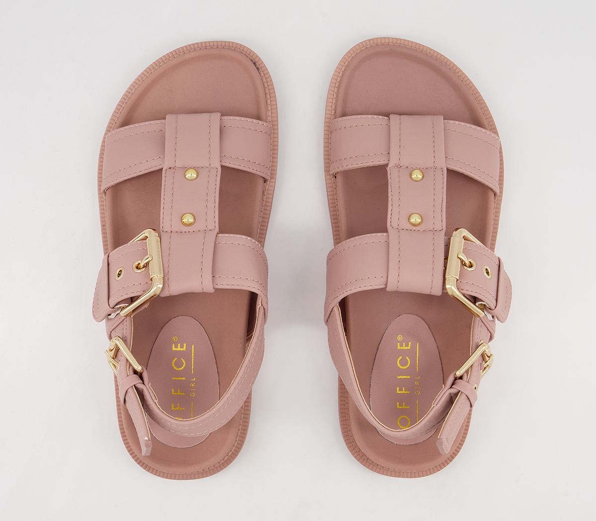 OFFICE Shade T Bar Buckle Footbed Sandals Beige Women’s Sandals