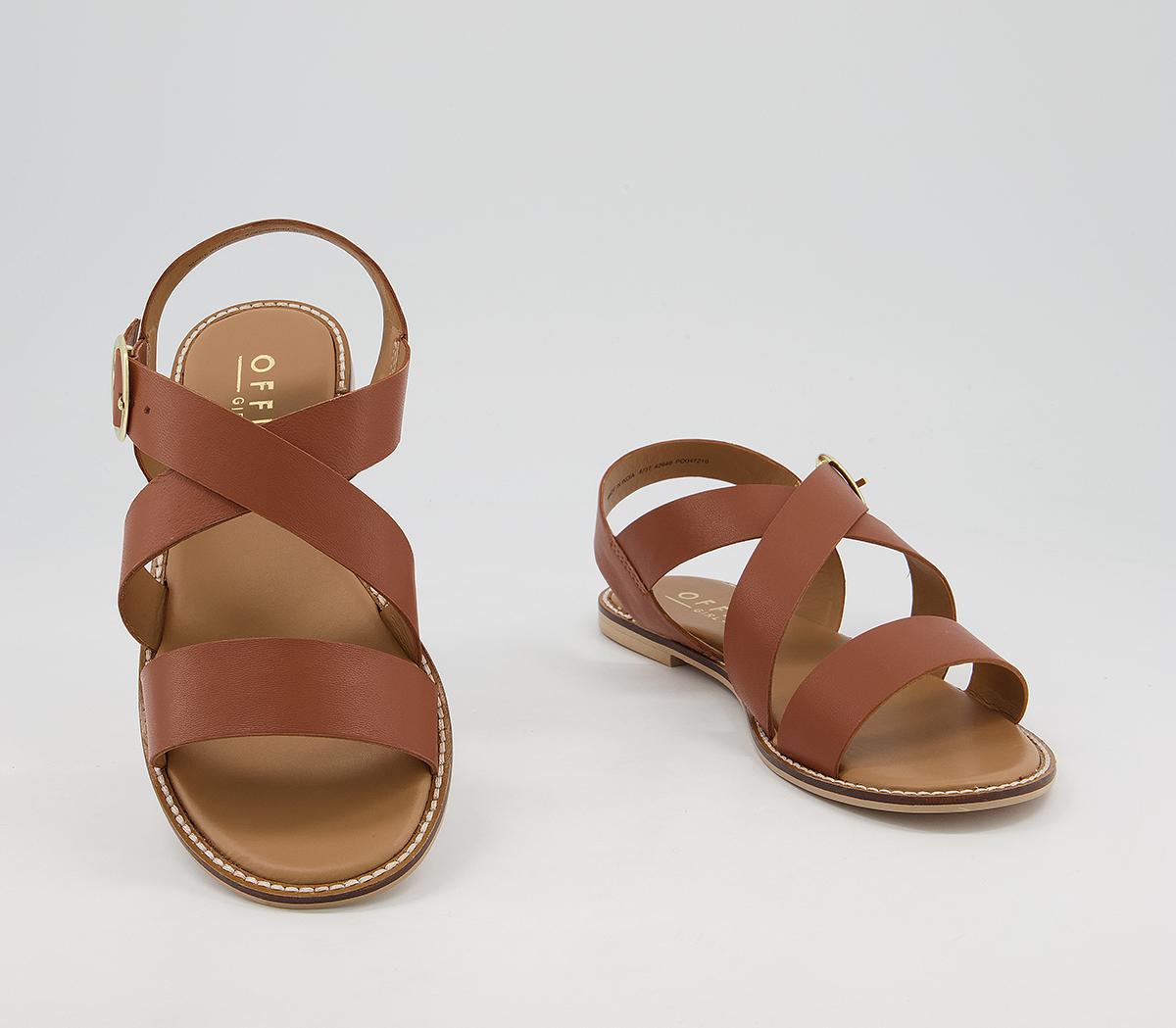 OFFICE Splendid Cross Strap Sandals Tan Leather Women’s Sandals