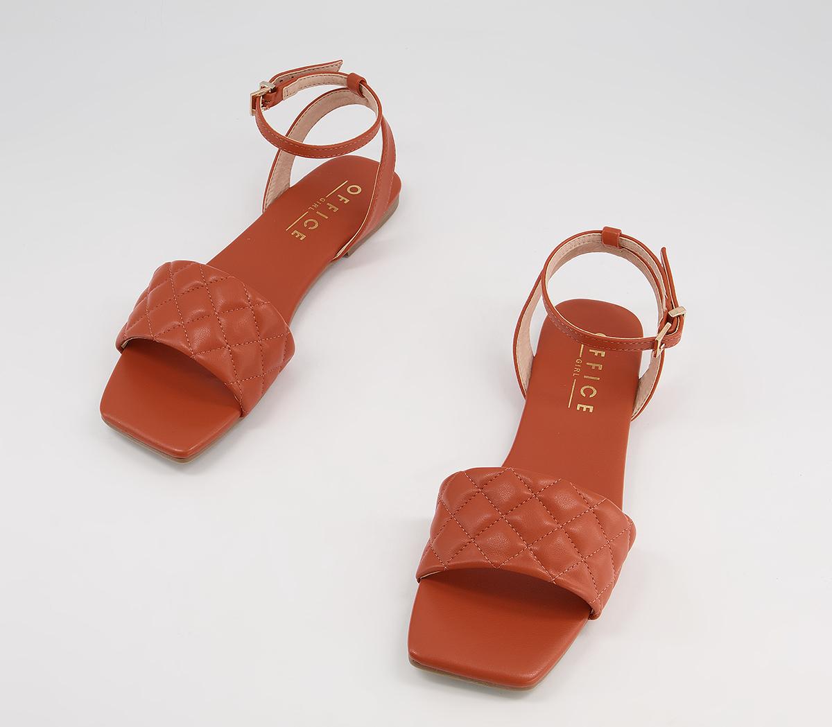 Office Shadow Ankle Strap Sandals Office Shadow Ankle Strap Sandals Orange Quilt