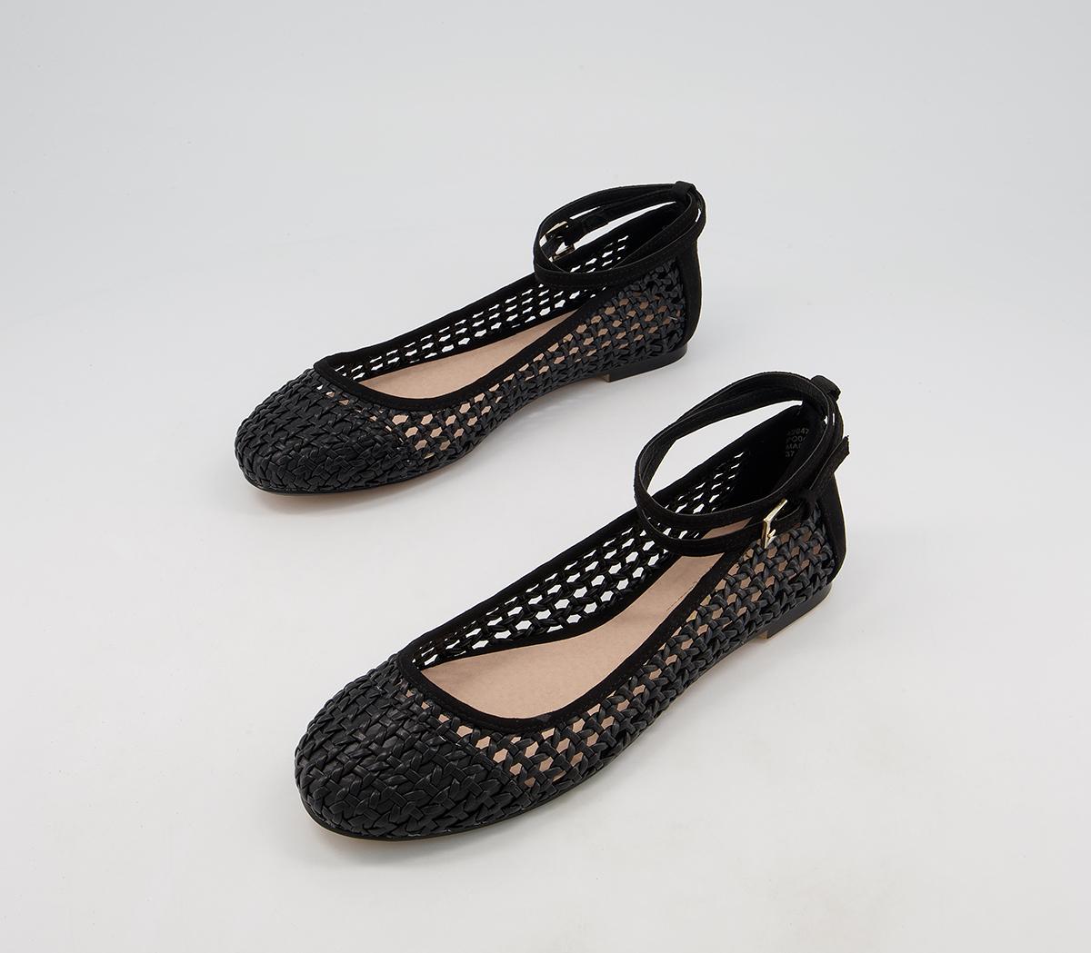 Office Fiction Ankle Strap Ballet Pumps Office Fiction Ankle Strap Ballet Pumps Black
