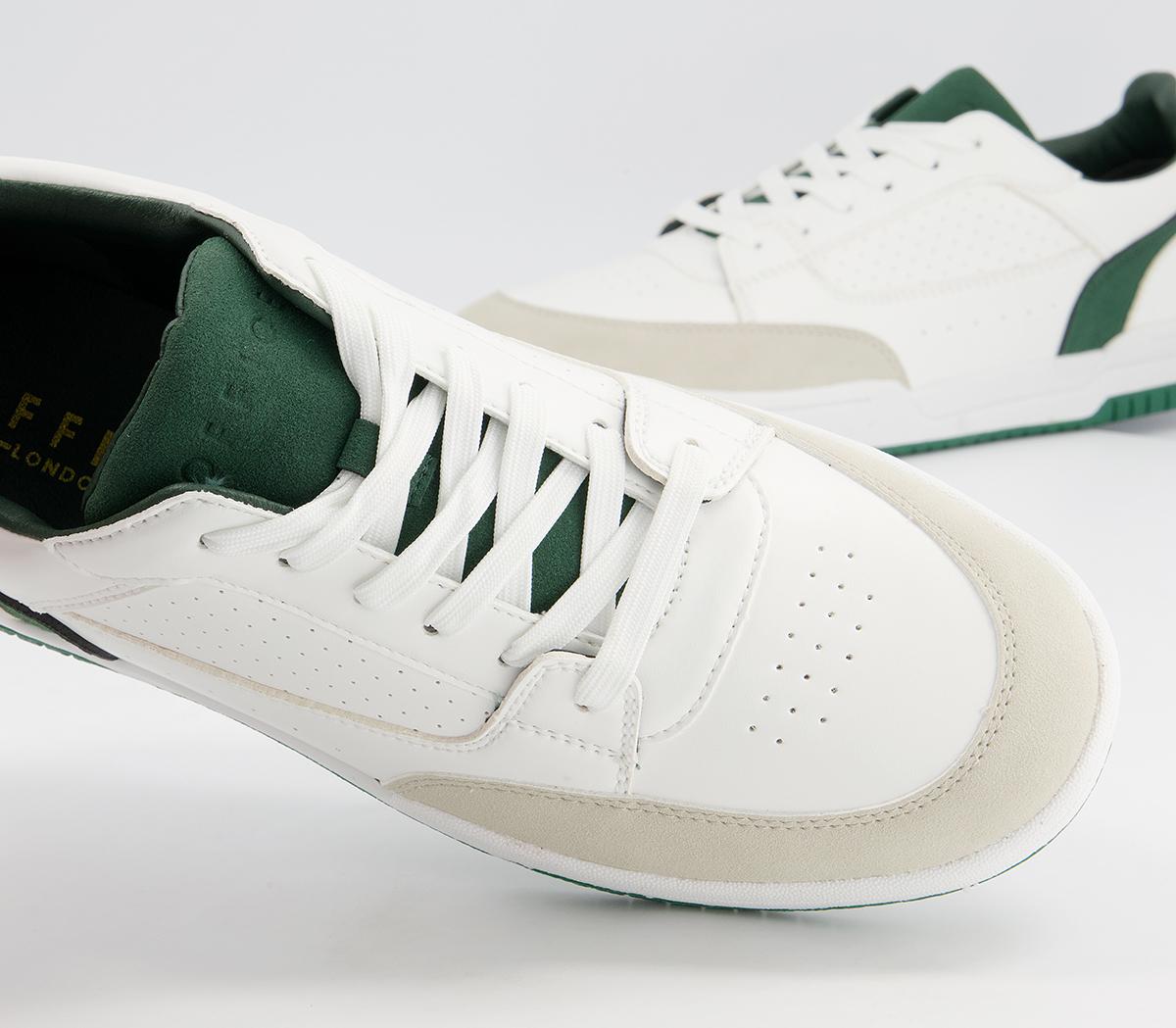 OFFICE Cemal Retro Mid Trainers White Green - Men's Casual Shoes