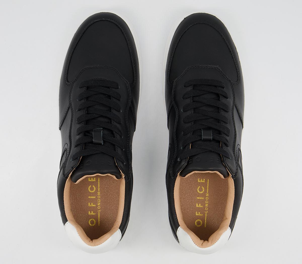 Micro Cleat OFFICE Clemete Micro Cleat Sole Trainers Black Leather - Men's Casual Shoes