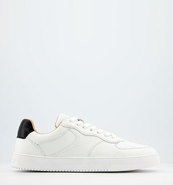 OFFICE Clemete Micro Cleat Sole Trainers White Leather