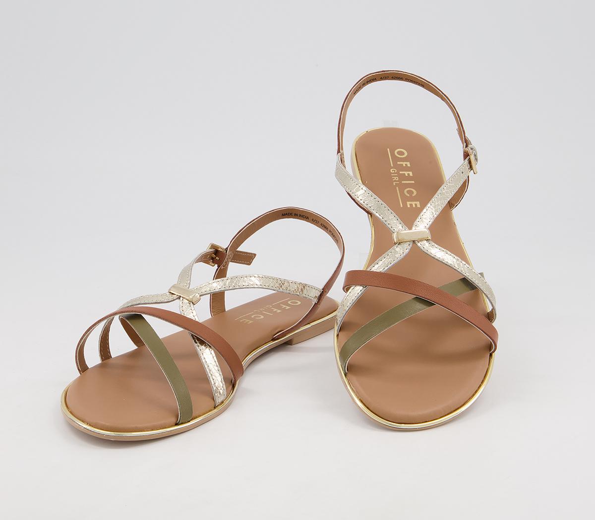 Office Southbound Skinny Strap Sandals Office Southbound Skinny Strap Sandals Tan Khaki Gold Leather Mix