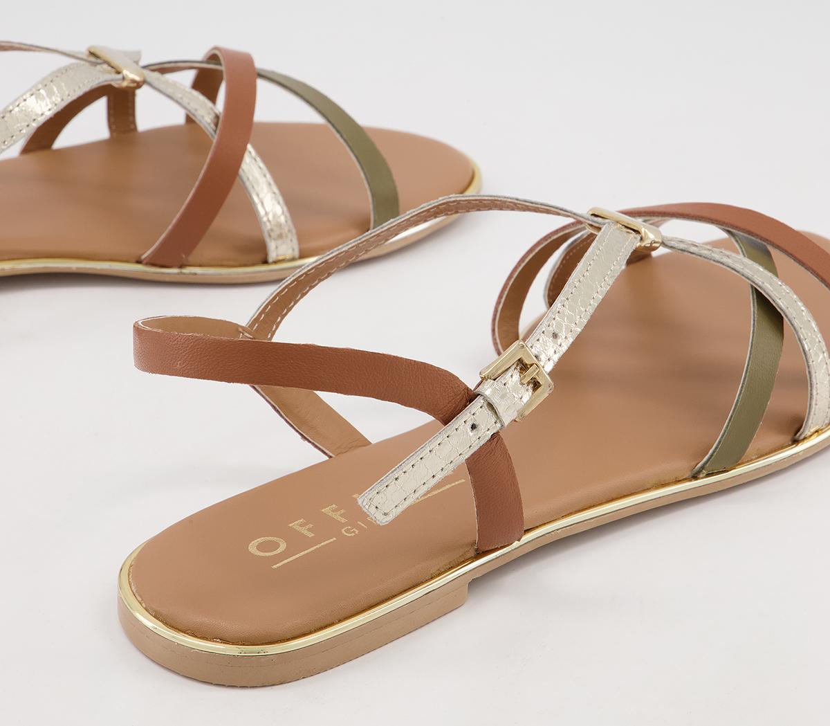 Office Southbound Skinny Strap Sandals Office Southbound Skinny Strap Sandals Tan Khaki Gold Leather Mix