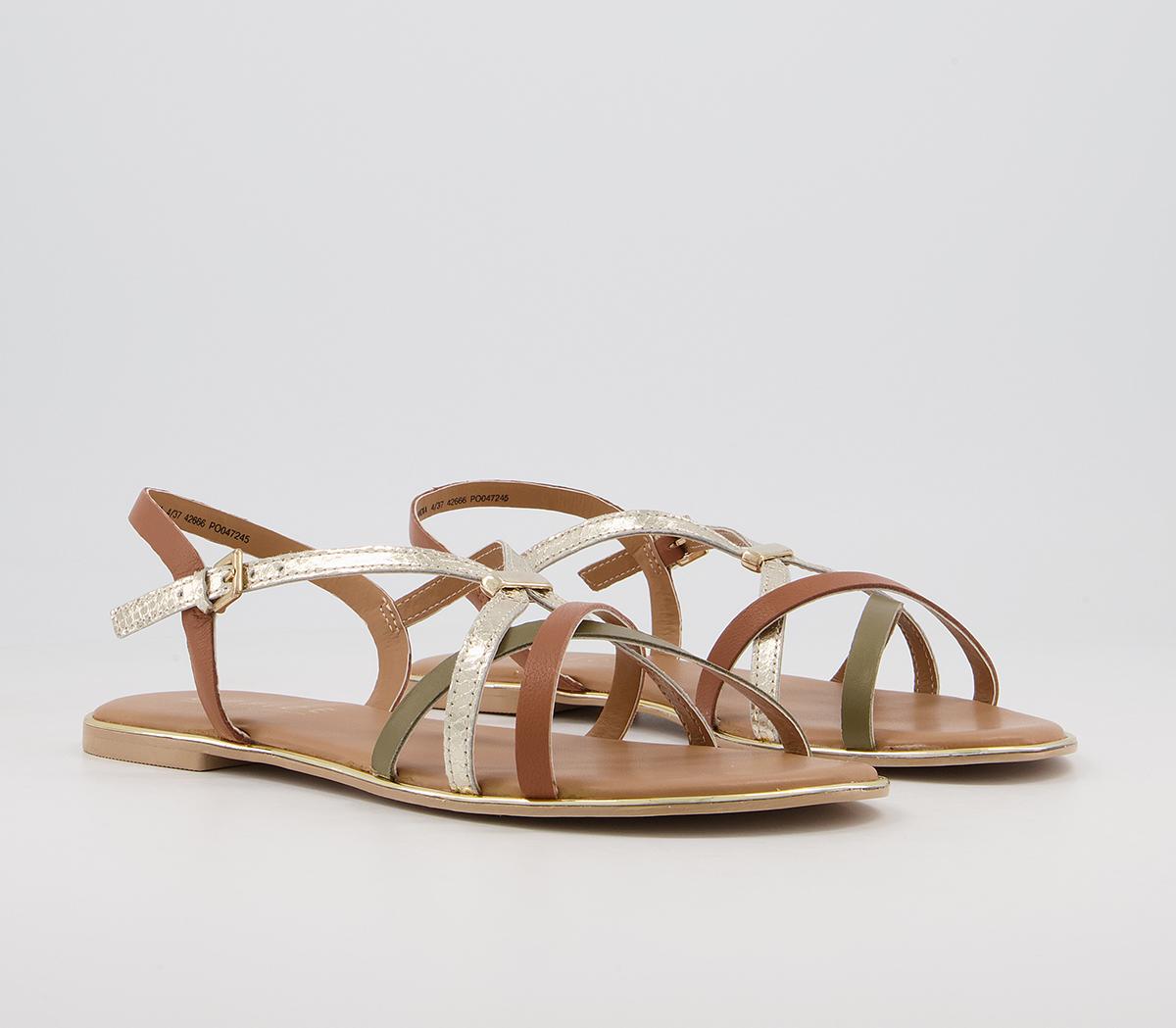 Office Southbound Skinny Strap Sandals Office Southbound Skinny Strap Sandals Tan Khaki Gold Leather Mix