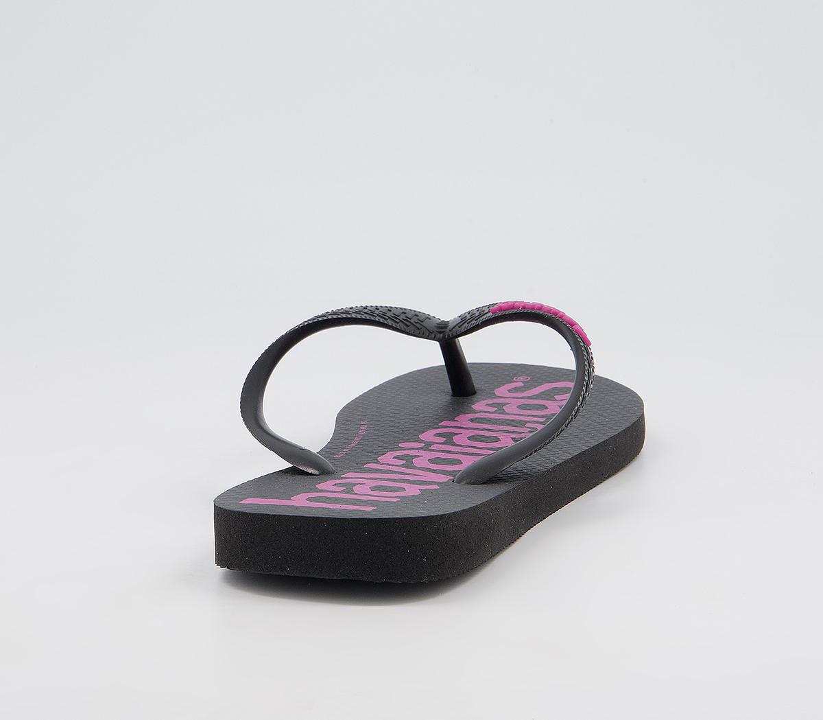Havaianas Top Logomania Flip Flops Havaianas Top Logomania Flip Flops Black Pink