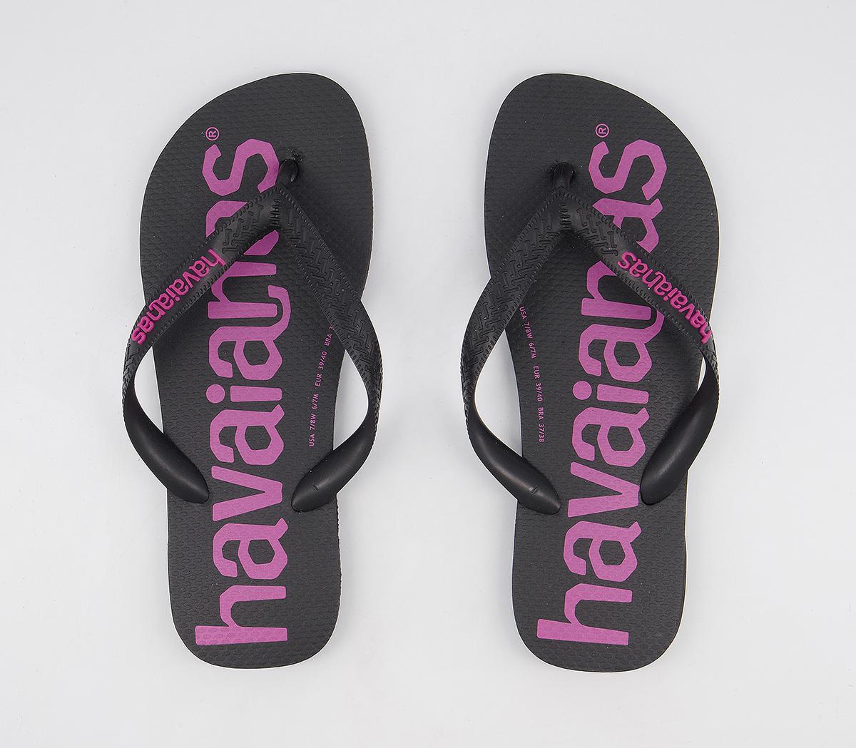 Havaianas Top Logomania Flip Flops Havaianas Top Logomania Flip Flops Black Pink
