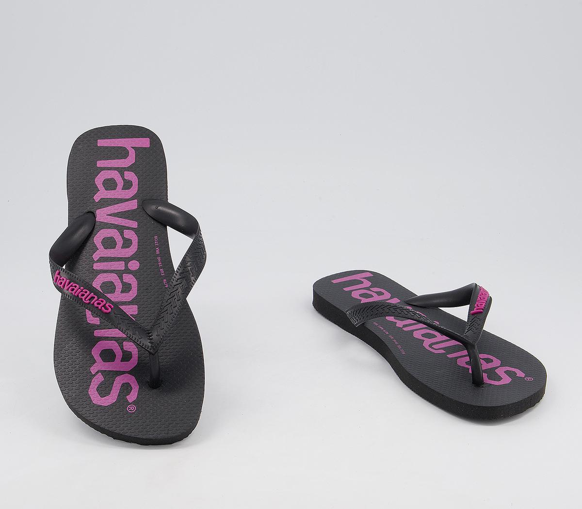 Havaianas Top Logomania Flip Flops Havaianas Top Logomania Flip Flops Black Pink
