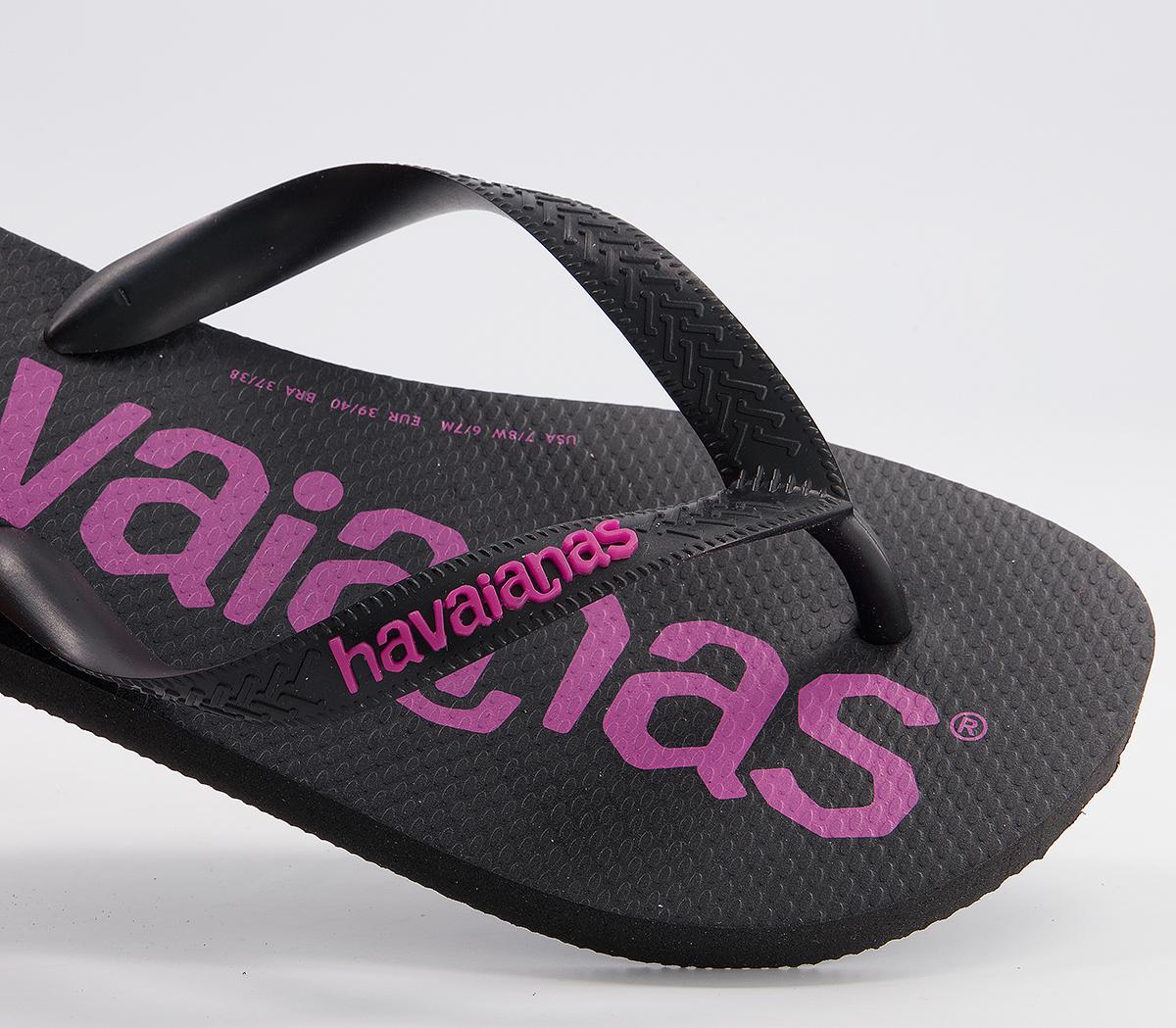 Havaianas Top Logomania Flip Flops Havaianas Top Logomania Flip Flops Black Pink
