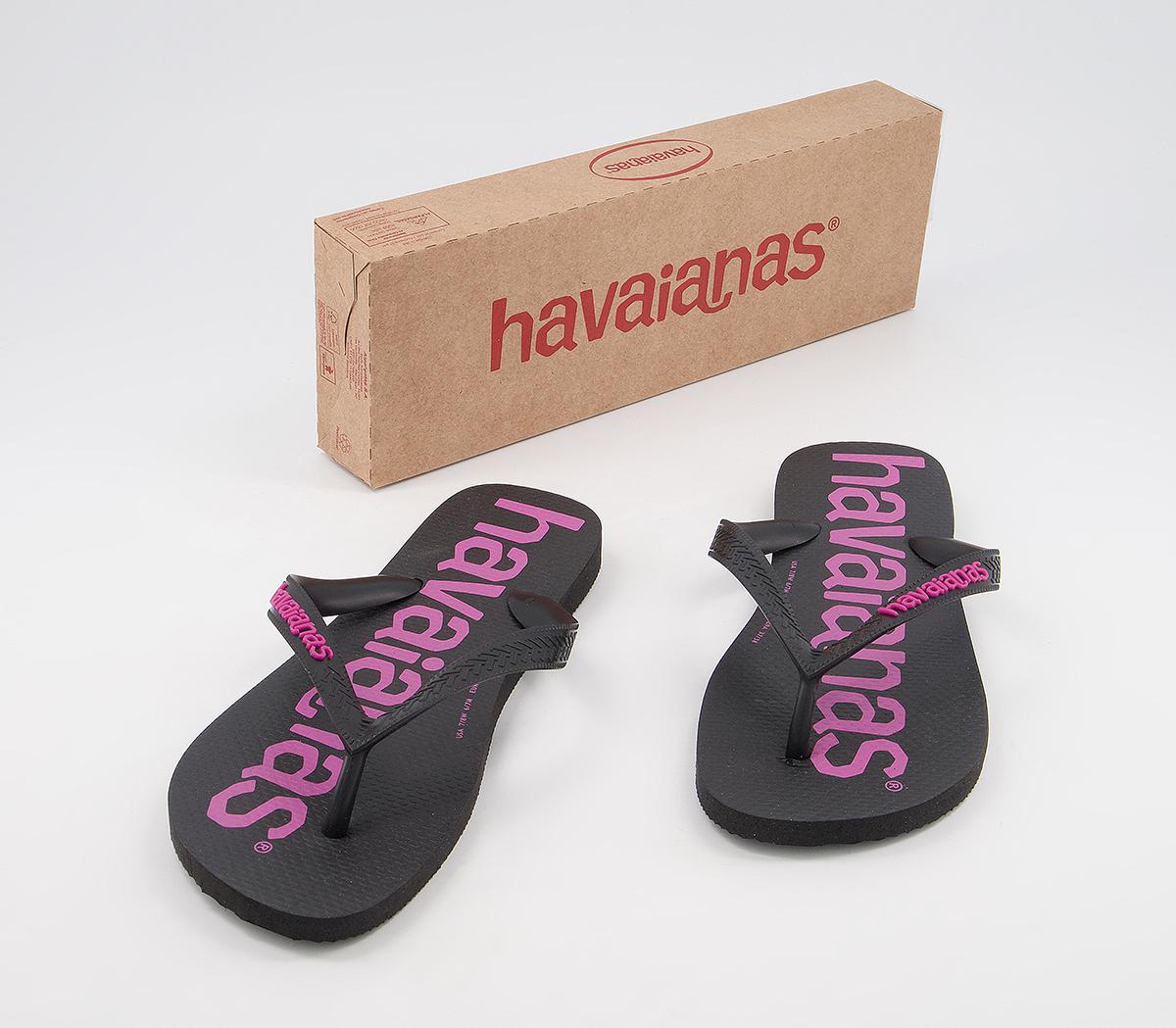 Havaianas Top Logomania Flip Flops Havaianas Top Logomania Flip Flops Black Pink