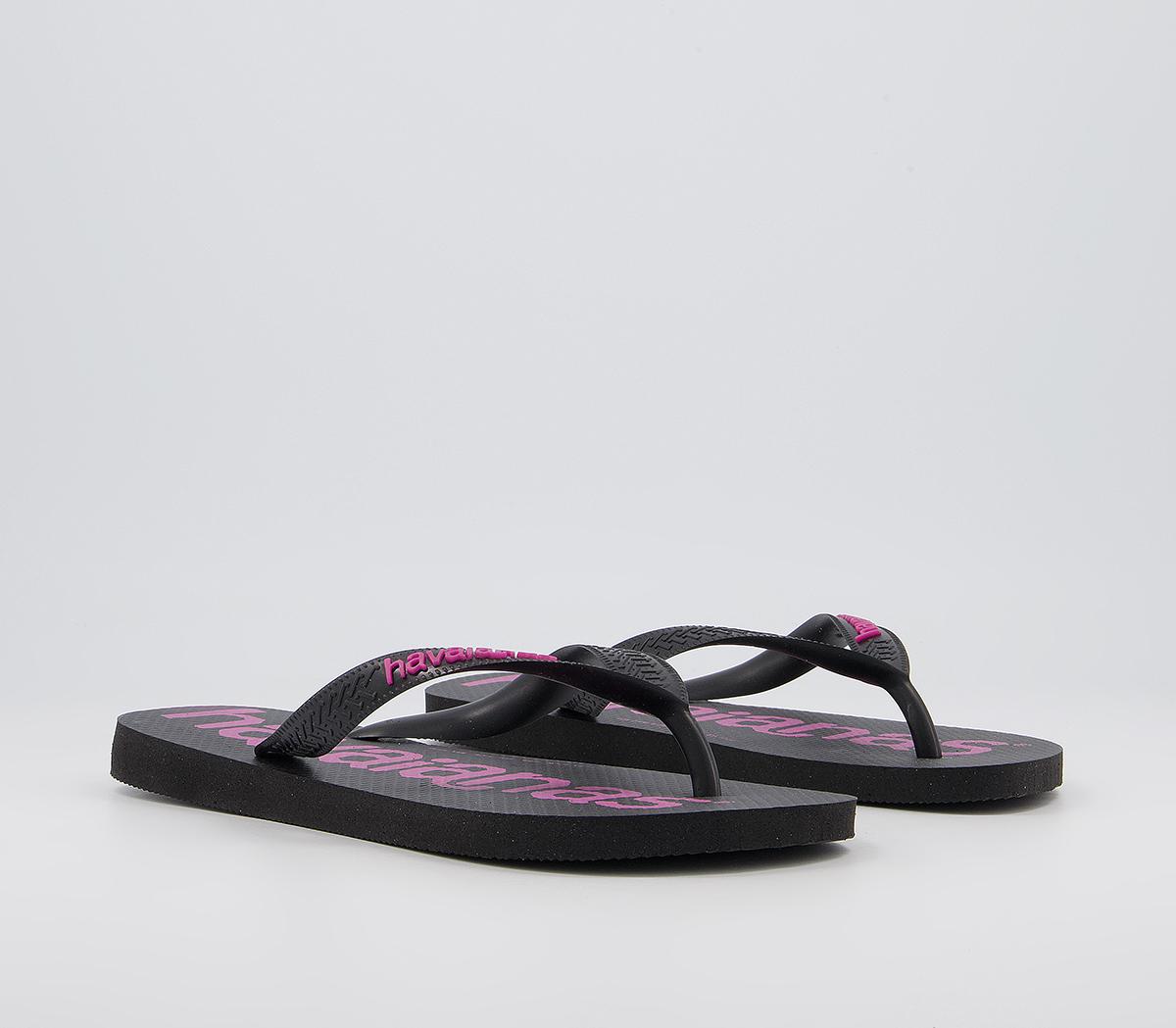 Havaianas Top Logomania Flip Flops Havaianas Top Logomania Flip Flops Black Pink