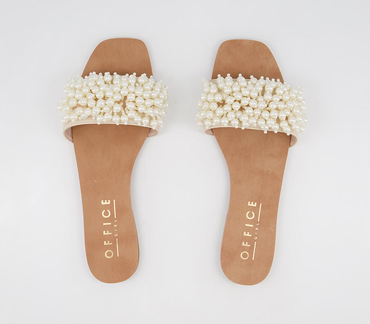 Office Slumber Party Pearl Detail Mules Office Slumber Party Pearl Detail Mules Nude