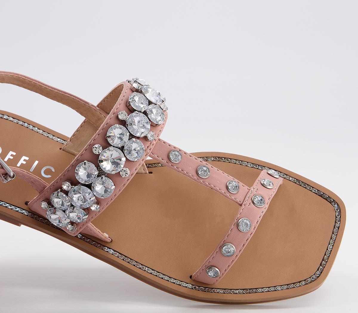 Office Seemly Two Part T-Bar Sandals Office Seemly Two Part T-Bar Sandals Nude Embellished