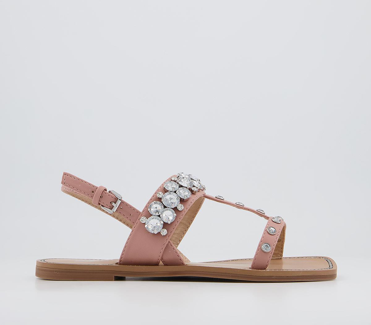 Office Seemly Two Part T-Bar Sandals Office Seemly Two Part T-Bar Sandals Nude Embellished