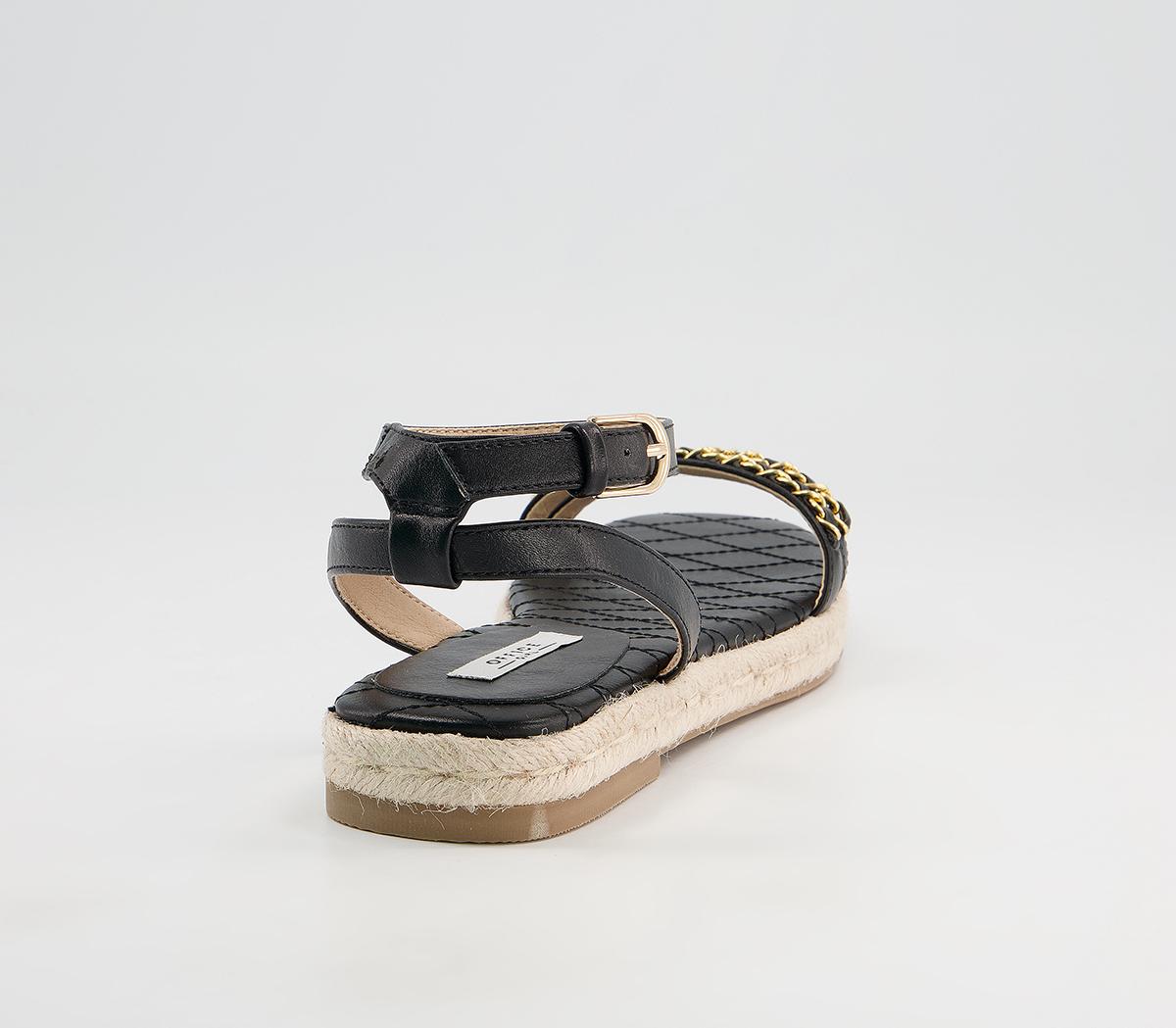 Office Selective Two Part Espadrille Sandals Office Selective Two Part Espadrille Sandals Black Gold Chain