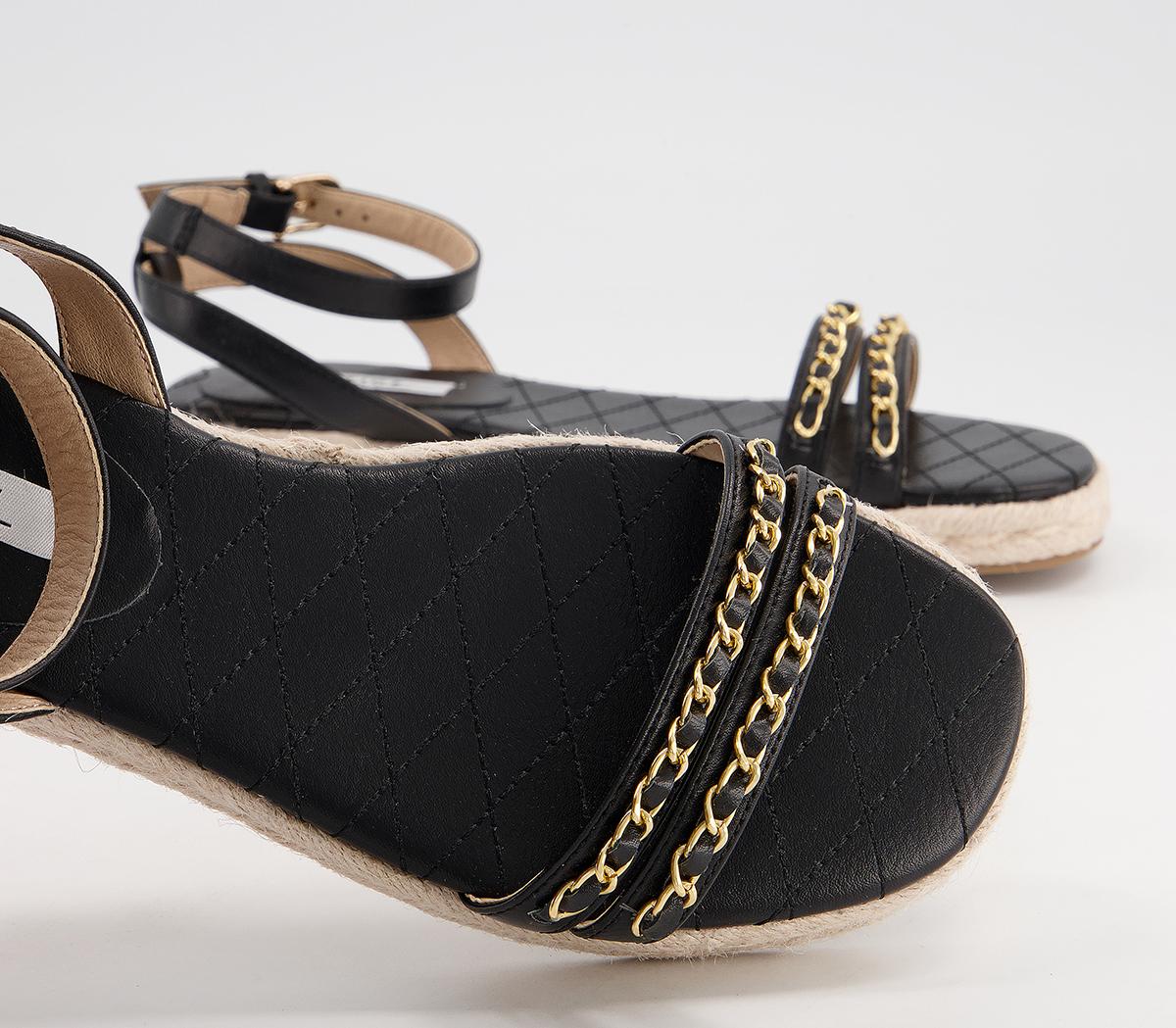 Office Selective Two Part Espadrille Sandals Office Selective Two Part Espadrille Sandals Black Gold Chain
