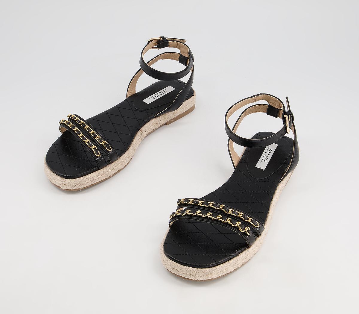 Office Selective Two Part Espadrille Sandals Office Selective Two Part Espadrille Sandals Black Gold Chain