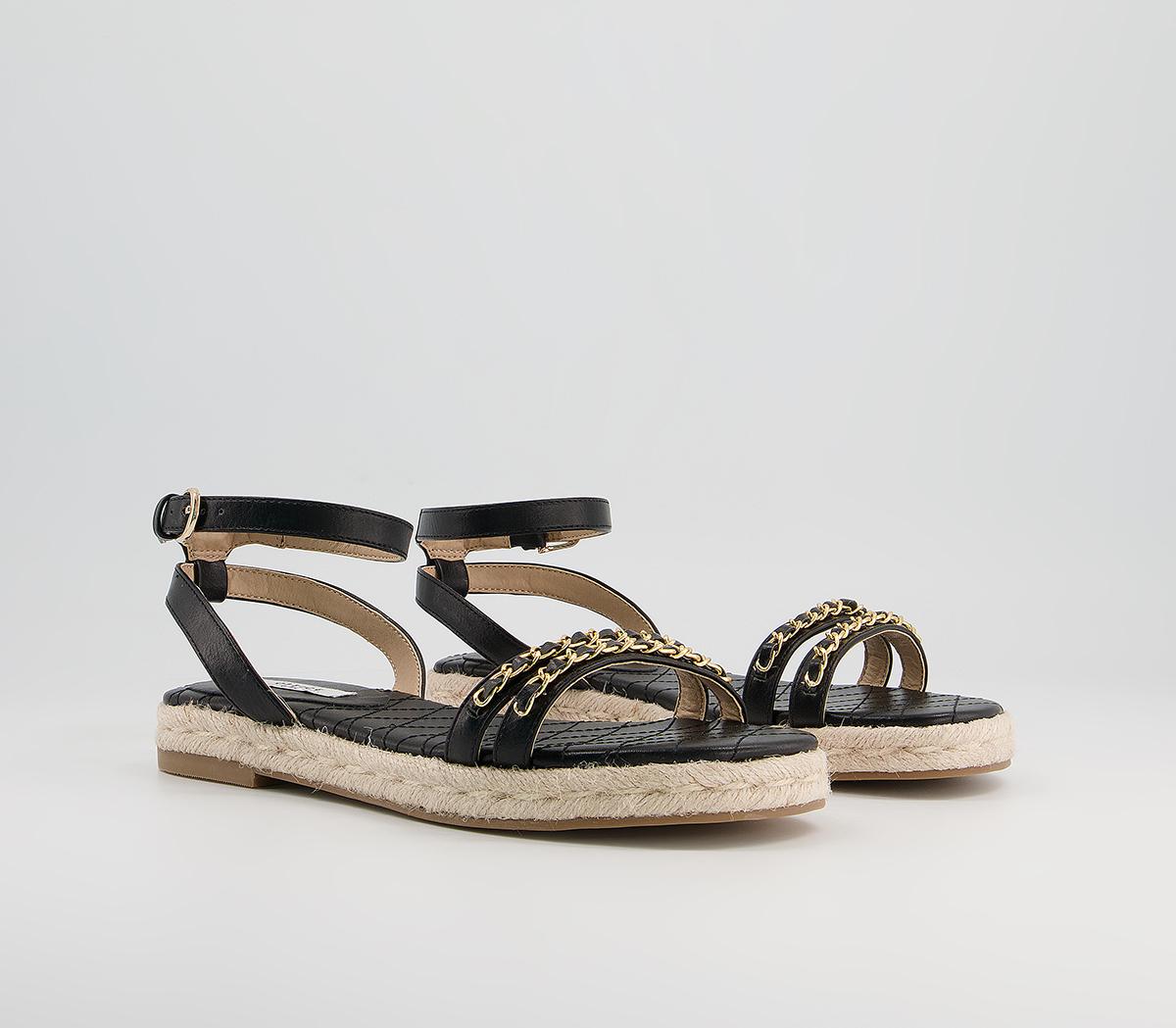 Office Selective Two Part Espadrille Sandals Office Selective Two Part Espadrille Sandals Black Gold Chain