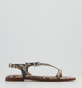 OFFICE Southern Strappy Toe Post Sandals Snake Leather