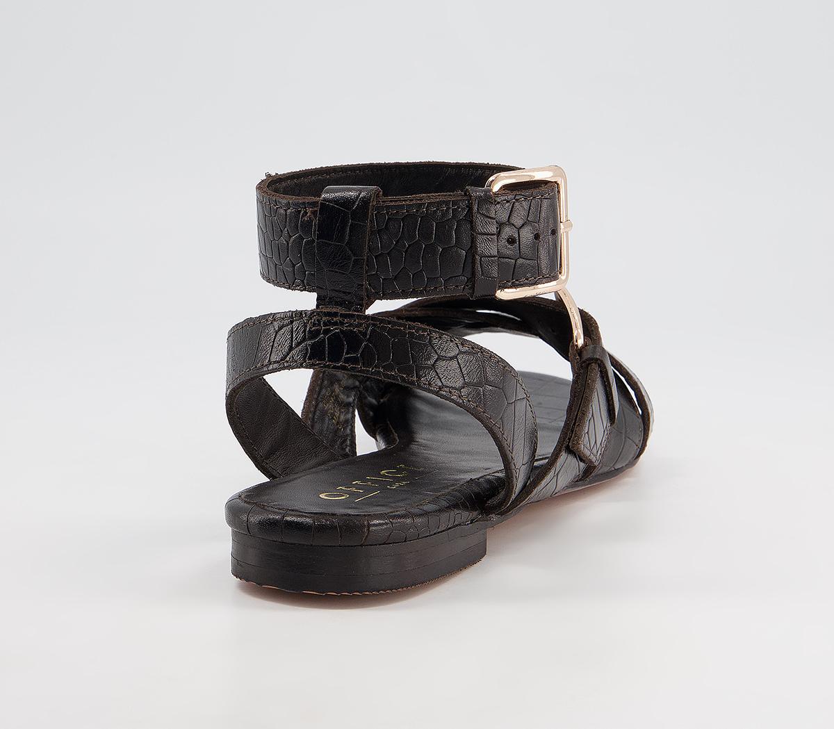Office Superior Ankle Strap Sandals Office Superior Ankle Strap Sandals Chocolate Croc Leather