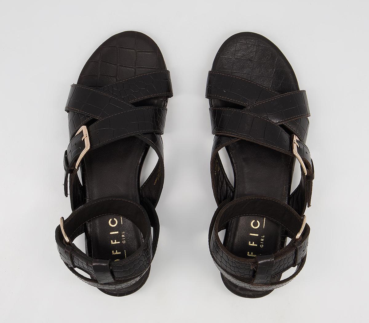 Office Superior Ankle Strap Sandals Office Superior Ankle Strap Sandals Chocolate Croc Leather