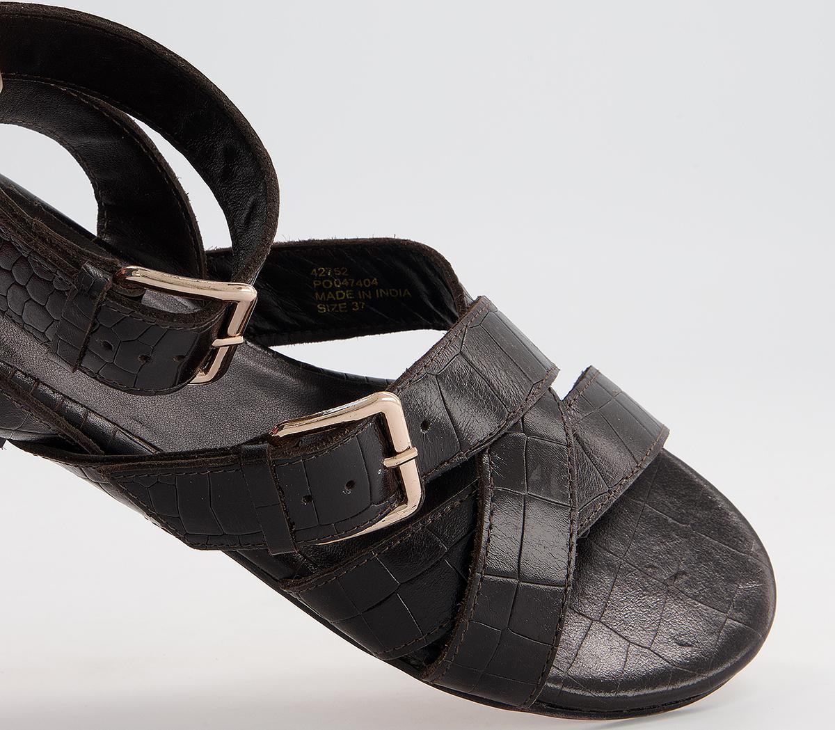 Office Superior Ankle Strap Sandals Office Superior Ankle Strap Sandals Chocolate Croc Leather