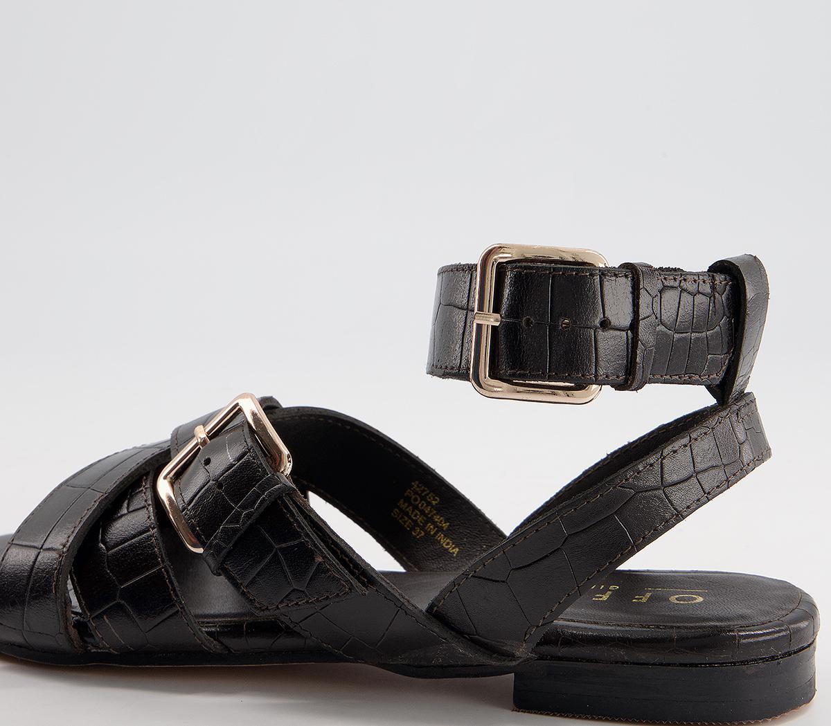 Office Superior Ankle Strap Sandals Office Superior Ankle Strap Sandals Chocolate Croc Leather